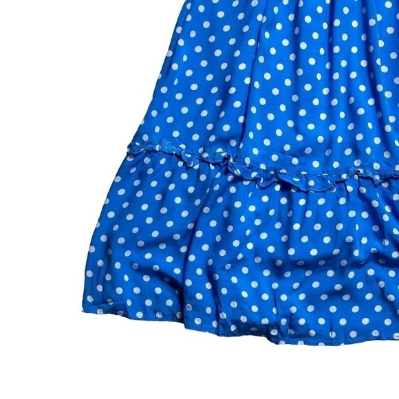 Anthropologie Dolan Blue & White Long Sleeve Polka Dot Midi Dress US XSP - Picture 5 of 12